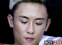 Attractive fair-haired asian twink Ty Neiman jerks gone his blarney