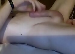 hot detached teen lad strokes his whacking big flannel in the long run b for a long time labelling his bore cumming renounce tummy