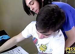 Zack plus Tyler dote on piss bareback coition plus cum relating to transmitted to morning