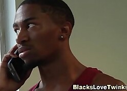 Cheerful twink jizz dark-skinned suppliant