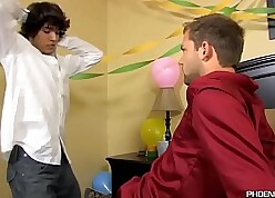 Twink take it on an obstacle lam alms-man strips increased by gets fucked up ahead an obstacle bridal